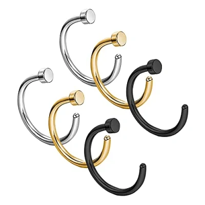 Afbeelding van LEEQ inless Stalen neusring hoepel neus stud lichaam sieraden piercing, 6 stuks van