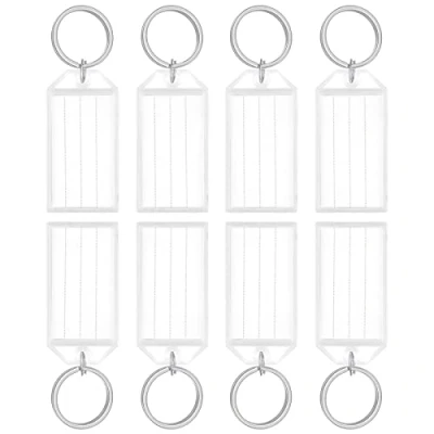 Afbeelding van Uniclife 20 stuks Key Tags 5 cm Plastic Chain met gelijnde blanco papieren labels Transparante covers en Split Rings Stevige Item Identifiers, Wit