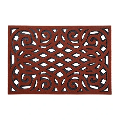 Afbeelding van Nicoman Buitendeurmat, decoratieve trapmatten, zware afvoer, vuilvanger, veranda, rubber, slipvast, antislip, klein, terracotta, 60 x 40 cm