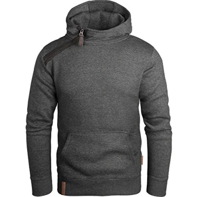 Afbeelding van Grin&amp;Bear Capuchontrui voor heren, hoodie met schuine halve rits, GEC435, antraciet, L