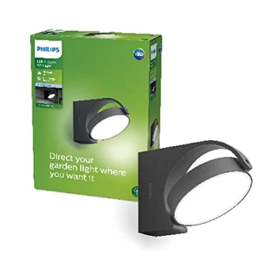 Afbeelding van Philips Mimosa Outdoor Wandlamp Warm Wit Licht IP44 Weerbestendige Muurlamp Buitenlamp 9W 4000K Antraciet