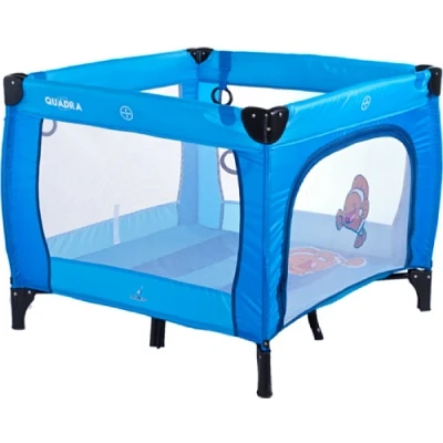 Afbeelding van CARETERO Babybox met Ademend Net Ritssluiting Kinderbox Kleine Box Transporttas 83x83x71cm Blauw