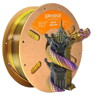 Afbeelding van ERYONE Tri Color Silk PLA Filament 1.75mm, 3D Printer +/ 0.03mm 1KG/Spool, Zijde Goud Purper Zwart (Goud Paars Zwart)