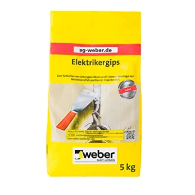 Afbeelding van WEBER Elektriciens gips 5 kg snel hardend, bindend &amp; zeer wit voor gebruik binnenshuis bouwgips modelgips hobby