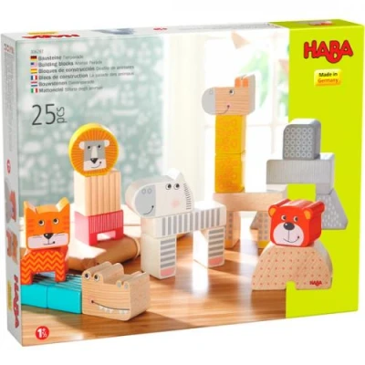 Afbeelding van HABA Houten Bouwstenen Dierenparade 25 Delig Blokken voor kinderen, Maat: One Size, Multi coloured