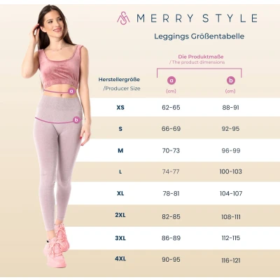 Afbeelding van Merry Style MS MS10 198 LE Dames Leggings Sport Vrijetijdsbroek Lang Katoen Sporbroek Yogabroek Medium Gemêleerd M