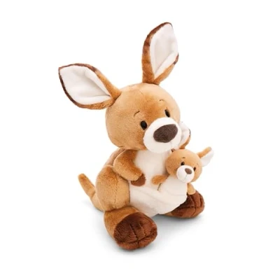 Afbeelding van Knuffel kangoeroe Kelly 25cm met baby 10cm bruin Zacht pluche speelgoed, een schattig knuffeldier voor kinderen en volwassenen. Perfect om mee te knuffelen geweldig cadeau idee