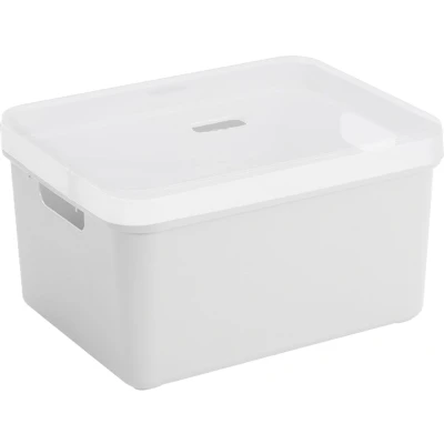 Afbeelding van Sunware opbergbox/mand 32 liter wit kunststof met transparante deksel Opbergbox