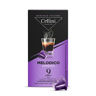 Afbeelding van Caffè Cellini Nespresso Compatibele Koffiecapsules Melodico 100st met Aromatische Bittere Cacaotonen Capsules