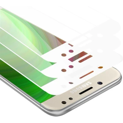 Afbeelding van Cadorabo 3x Screenprotector geschikt voor Samsung Galaxy J5 2017 Volledig scherm pantserfolie Beschermfolie in TRANSPARANT met WIT Getemperd (Tempered) Display beschermend glas 9H hardheid 3D Touch