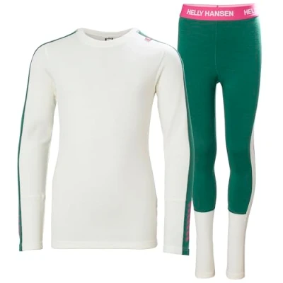 Afbeelding van Helly Hansen Unisex Kids Jr Lifa Merino Midweight Set Baselayer Set, 439 Smaragd, 10 jaar