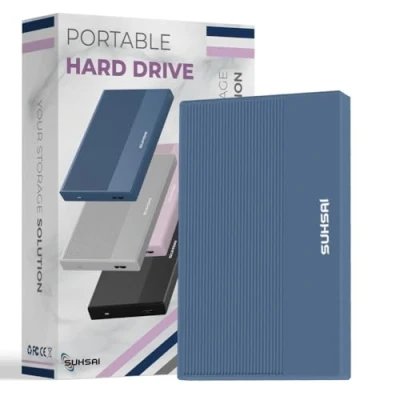 Afbeelding van SUHSAI Externe harde schijf met 500 GB HDD gegevensbeveiliging geheugenuitbreiding 2,5 inch USB 3.0 draagbare compatibel Mac, desktop, PC, PS4, PS5, Xbox One (donkerblauw)