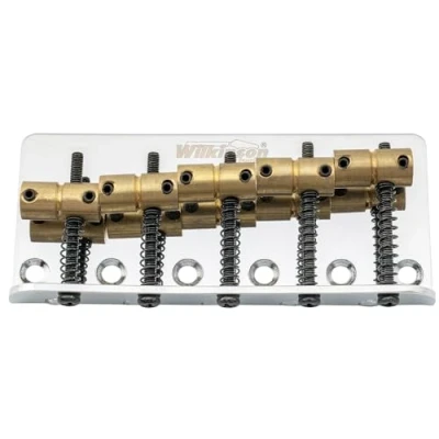 Afbeelding van Wilkinson 72mm 5 snarige Basgitaar Brug Vintage Messing Zadels voor Precision/Jazz Bass, Chroom