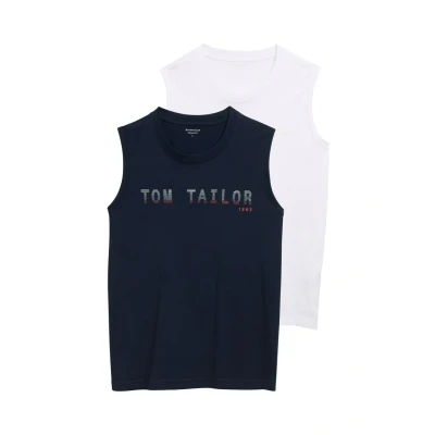 Afbeelding van TOM Tailor TANK IM 2ERPACK Top, Heren, Maat: Small, Sky captain blue