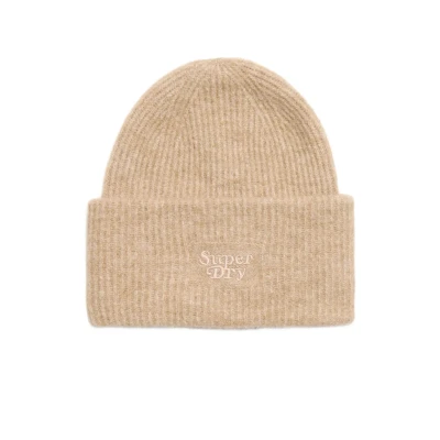 Afbeelding van Superdry Vrouwen Gebreide Beanie met Zachte Ribbel Bruin Grootte: 1SIZE
