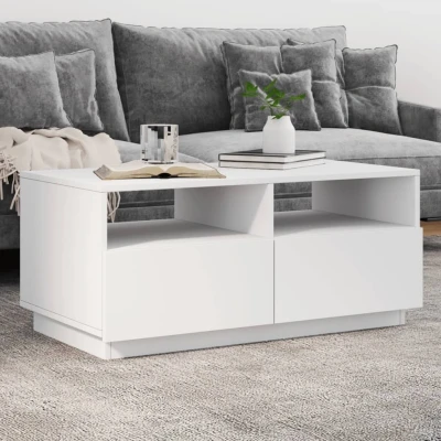 Afbeelding van Salontafel met LED verlichting 90x49x40 cm wit