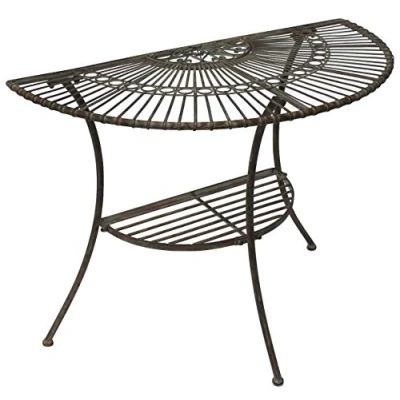 Afbeelding van DanDiBo tafel halfronde wandtafel Malega 100531 bijzettafel van metaal 100 cm tuintafel wandconsole console muur