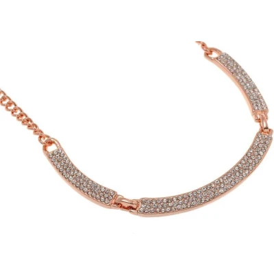 Afbeelding van Behave Gourmetschakel ketting rosé kleur met steentjes