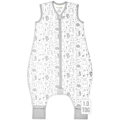 Afbeelding van babyslaapzak met voeten van 1,0 TOG, het hele jaar door, biologisch katoen, babyslaapzakken zonder mouwen, pijpen, voor zuigelingen, kinderen, jongens en meisjes, 1 pack, 70 cm