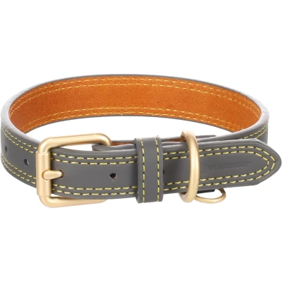 Afbeelding van Flamingo Hondenhalsband Virginia grijs S/M, 31 39 cm, 20 mm, met een ring voor identificatielabel, genaaid hogere weerstand