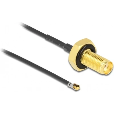 Afbeelding van MHF 4L LK (v) SMA kabel met afdichtring Micro Coax (1,37 mm) 50 Ohm / zwart 0,20 meter