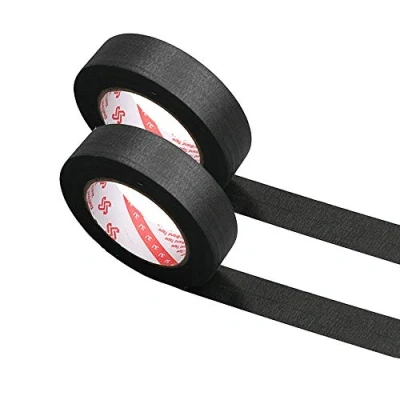 Afbeelding van Vogueing Tool 2 Rollen 20mm x 50m Getextureerde Papieren Tape Beschrijfbare Masking Schilders voor Verf Craft en DIY Zwart