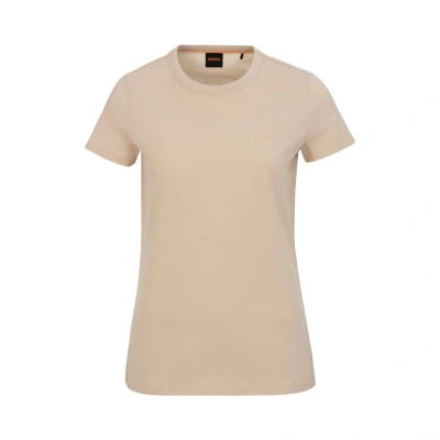 Afbeelding van BOSS Elogo Tshirt basic, Dames, Maat: Small, Open beige
