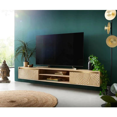 Afbeelding van TV meubel Budaya mango natuur 200 cm 2 deuren vakken zwevend lowboard
