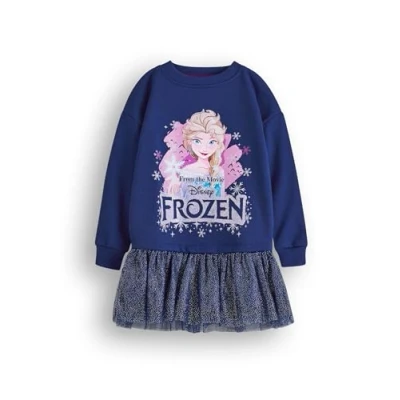 Afbeelding van Disney Frozen meisjes trui jurk Kinderen Prinses Elsa Sweatshirt met sprankelende tule rok in Navy Merchandise Cadeau