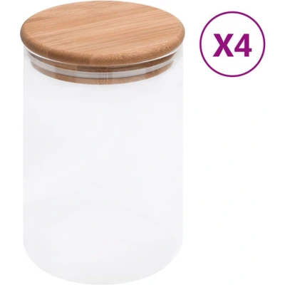 Afbeelding van vidaXL Opbergpotten met bamboe deksels 4 st 800 ml glas