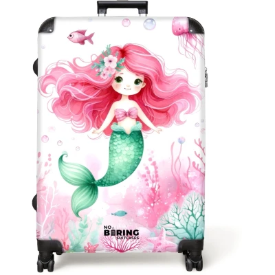Afbeelding van NoBoringSuitcases.com® Koffer groot Reiskoffer lichtgewicht Roze zeemeermin Rolkoffer met 4 wielen Grote trolley XL 98 liter bagage