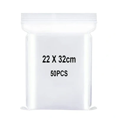 Afbeelding van Hersluitbare Transparante Plastic Tassen, Medium Ziplock Polyzak, Zak Met Ritssluiting Druksluiting, Van Toepassing op Ambachtelijke Benodigdheden, Kledingopslag enz. 22x32cm 50st