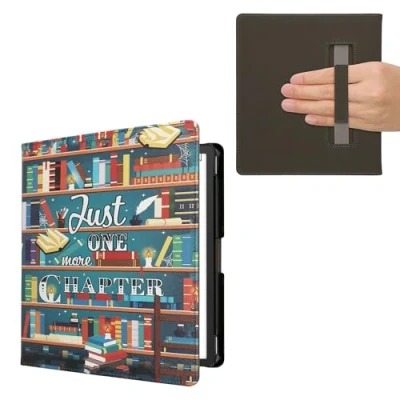 Afbeelding van kwmobile E reader hoesje geschikt voor Amazon Kindle Scribe (2022/2024) hoes flip case met magneetsluiting Ereader cover bibliotheek design in meerkleurig