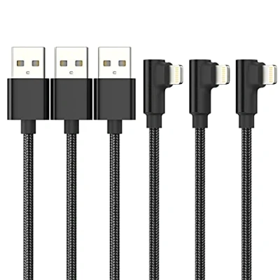 Afbeelding van ADILIFT 30cm Lightning Kabel Kort [3 Stuks, MFi] 90 Graden Hoek Nylon Oplaadkabel Geschikt voor iPhone 11 Pro Max, Xs, X, XR, 8, 7, 6s, 6 Plus, SE