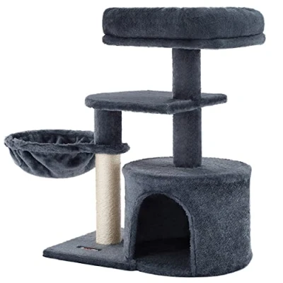 Afbeelding van FEANDREA Kleine kattenboom Multi Level Krabpaal 68cm Rookgrijs PCT59G