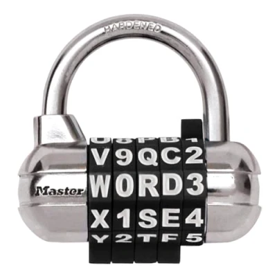 Afbeelding van Master Lock Cijferslot met chromen behuizing en beugel van staal, 1534DBLK