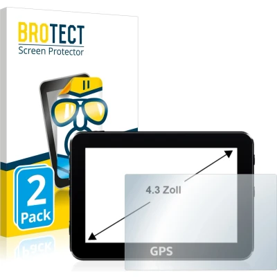 Afbeelding van BROTECT Screenprotector voor Navigatie en GPS met 4.3 inch Schermen [96.5 mm x 55.3 mm, 16:9] Folie Beschermfolie transparant (2 Stuks)