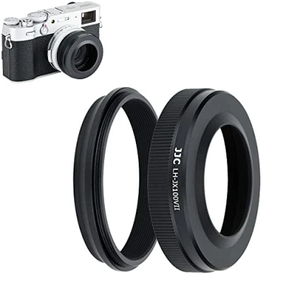 Afbeelding van JJC lenskap met adapterring voor Fujifilm Fuji X100VI X100V X100 X100S X100T X100F camera&#039;s, vervangt LH en AR compatibel 49 mm filters lensdop