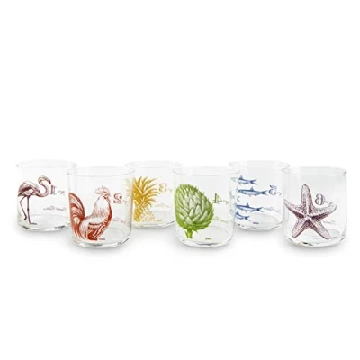 Afbeelding van Excelsa Flore et Faune Set van 6 waterglazen, glas, meerkleurig