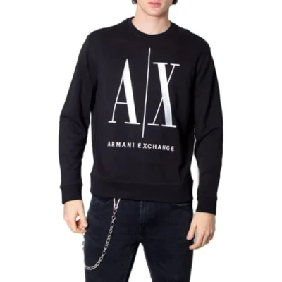 Afbeelding van Armani Exchange heren Sweater met logoborduring in de kleur Zwart, maat: XS