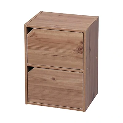 Afbeelding van Iris Ohyama, Wastafelonderkast / Kast met deuren planken Boekenkast 2 deuren, Design, modulair, Kantoor, Woonkamer Module Shelf MDB 2D LichtBruin