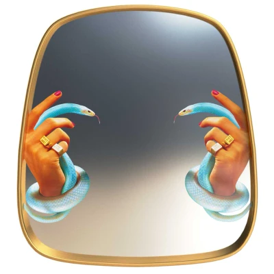 Afbeelding van Seletti Mirror Gold frame spiegel 54x59 Snakes