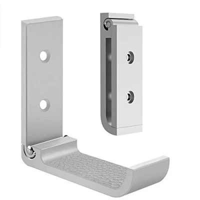 Afbeelding van Geekria Opvouwbare wandhouder hoofdtelefoonhouder, headsethouder, aluminium muurbeugel, houdt tot 1 kg vast met 3M tape, 20 schroeven, standaard hoofdband beschermpad (2 stuks)