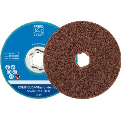 Afbeelding van PFERD 42000051 Combiclick harde vliesschijf CC Ø 115 mm A 180 M voor fijnslijpen &amp; finish haakse slijpers Diameter 115 mm
