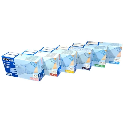 Afbeelding van Hygostar Nitril wegwerp handschoenen blauw poedervrij maat L 100 stuks