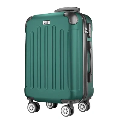Afbeelding van POSH Koffer met harde schaal wielen, trolley, handbagage, groot, middelgroot, klein, ABS koffer, lichtgewicht, 3 stuks in de maten M L XL, Donker Groen, kunststof