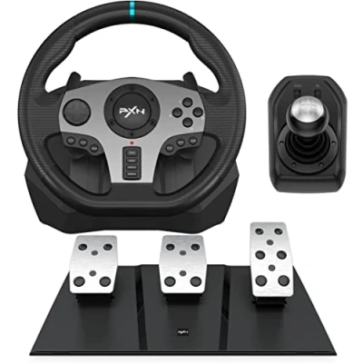 Afbeelding van PXN V9 Racestuur met Pedalen en Shifter, 270/900 stuur Tool App, Vibratie Feedback, Paddle Shifters. Game voor PC, PS4, Xbox One, Series XS, PS3, Switch
