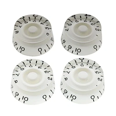 Afbeelding van Musiclily Pro Metrisch 18 Tandjes Gitaarknop Speed Knop Hatbox Style voor Les Paul Stijl Elektrische Gitaar, Wit (4 Stuks)