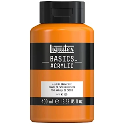 Afbeelding van Liquitex Basics 8870317 Monopigmenteerde acrylverf, kunstenaarspigmenten, lichtecht, gemiddelde viscositeit, archiefkwaliteit, zijdeglanzende afwerking, 400ml Cadmium Orange Hue