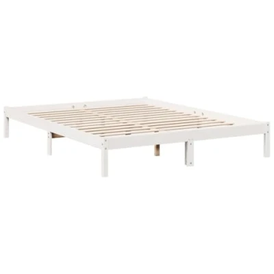 Afbeelding van vidaXL Bedframe extra lang zonder matras grenenhout wit 140x210 cm